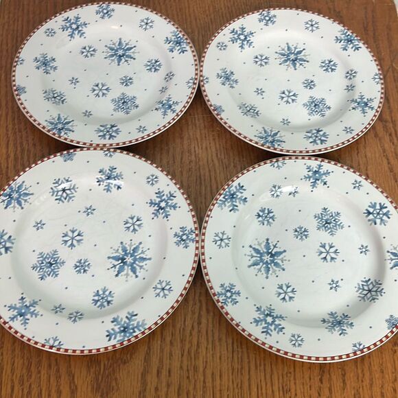 Christmas Sakura Snowflake Salad Plate 8" Stoneware Debbie Mumm Vtg Collectible - Picture 1 of 4